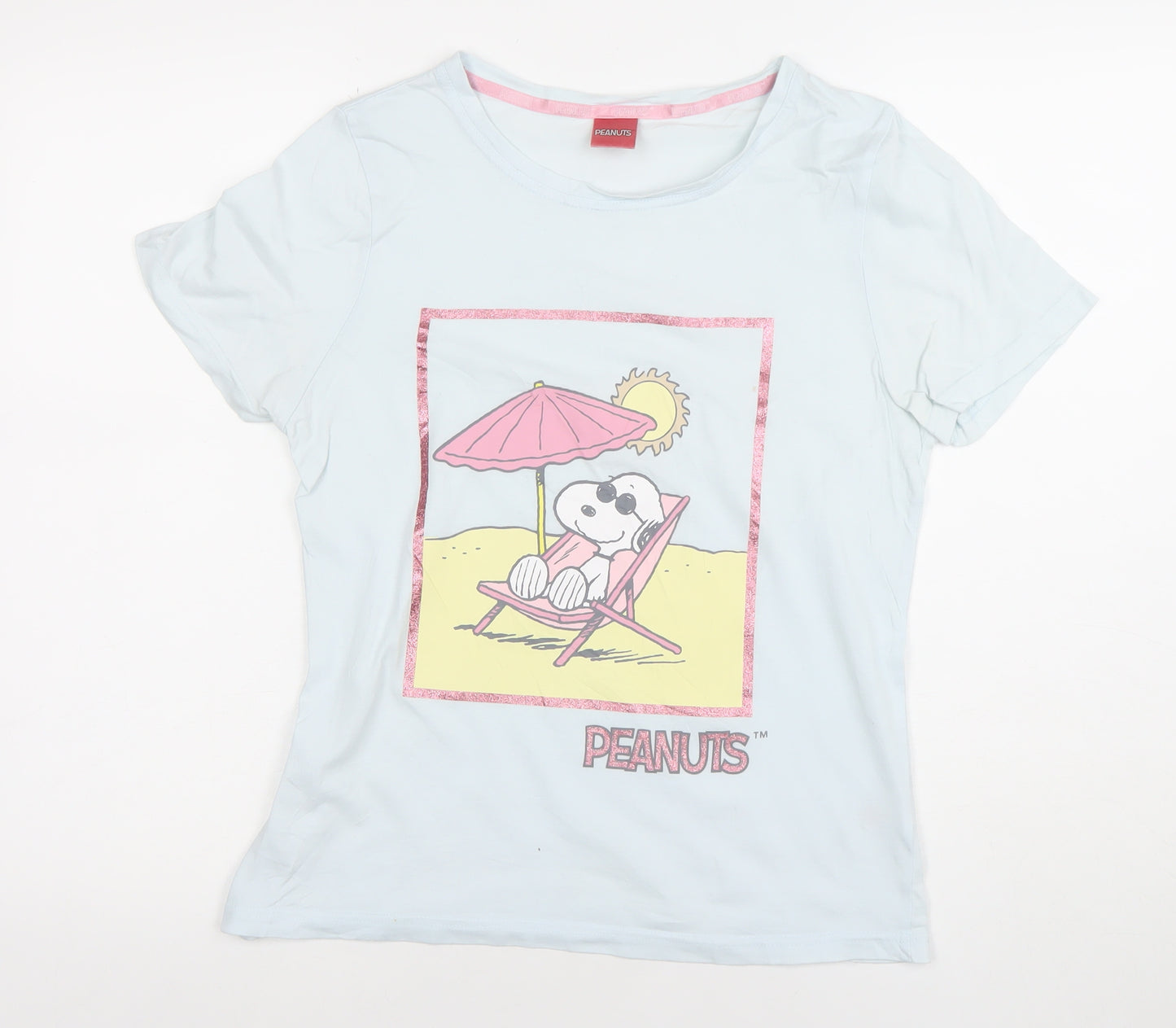 Tu Women’s Blue Peanuts Snoopy Short Sleeve Pyjama Top Size 10