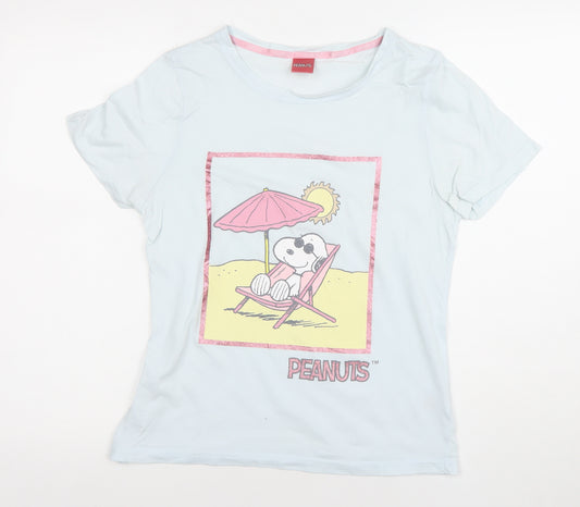 Tu Women’s Blue Peanuts Snoopy Short Sleeve Pyjama Top Size 10
