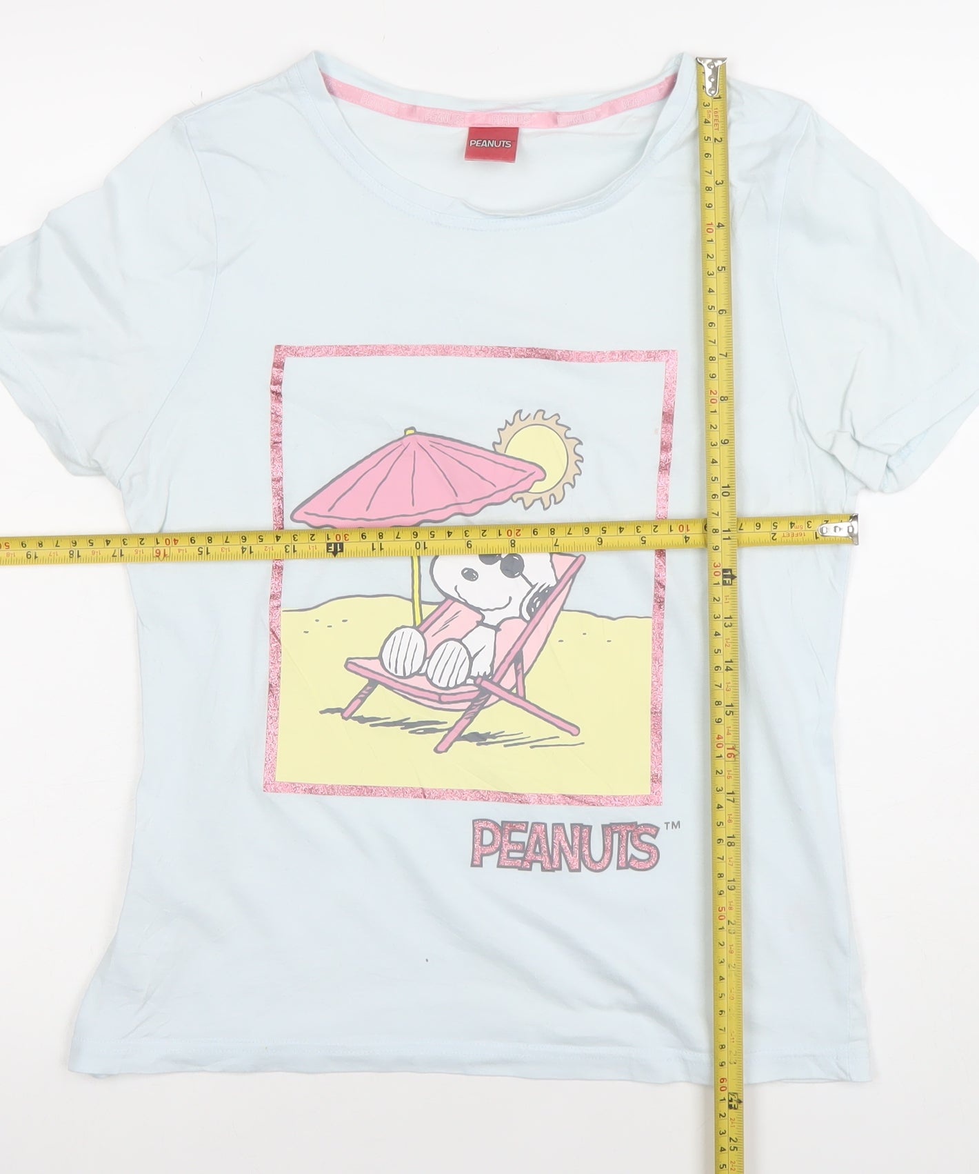 Tu Women’s Blue Peanuts Snoopy Short Sleeve Pyjama Top Size 10