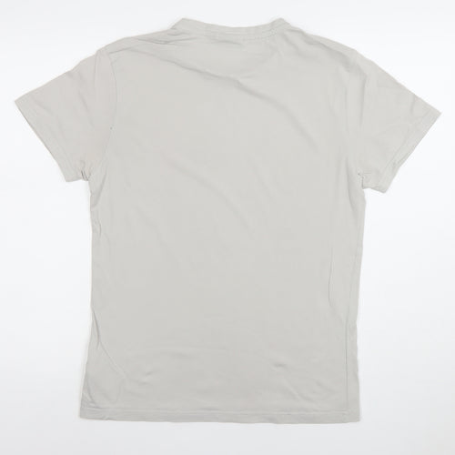 Napapijri Men’s Grey Small Logo Cotton Stretch Crew Neck T-Shirt