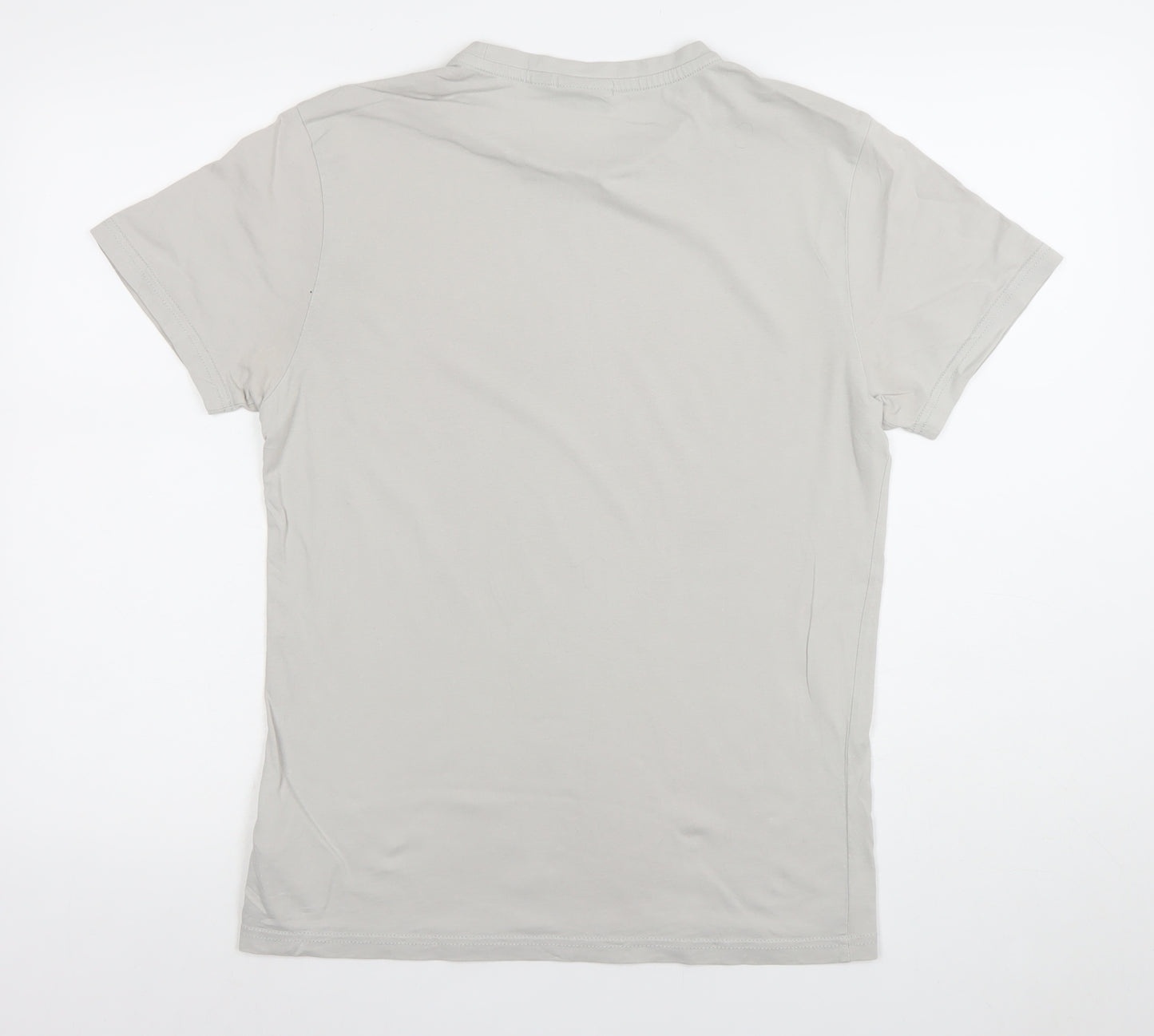 Napapijri Men’s Grey Small Logo Cotton Stretch Crew Neck T-Shirt