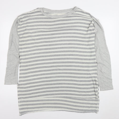 Basic Trip Womens Grey Striped Long Sleeve Jersey T-Shirt Size 2