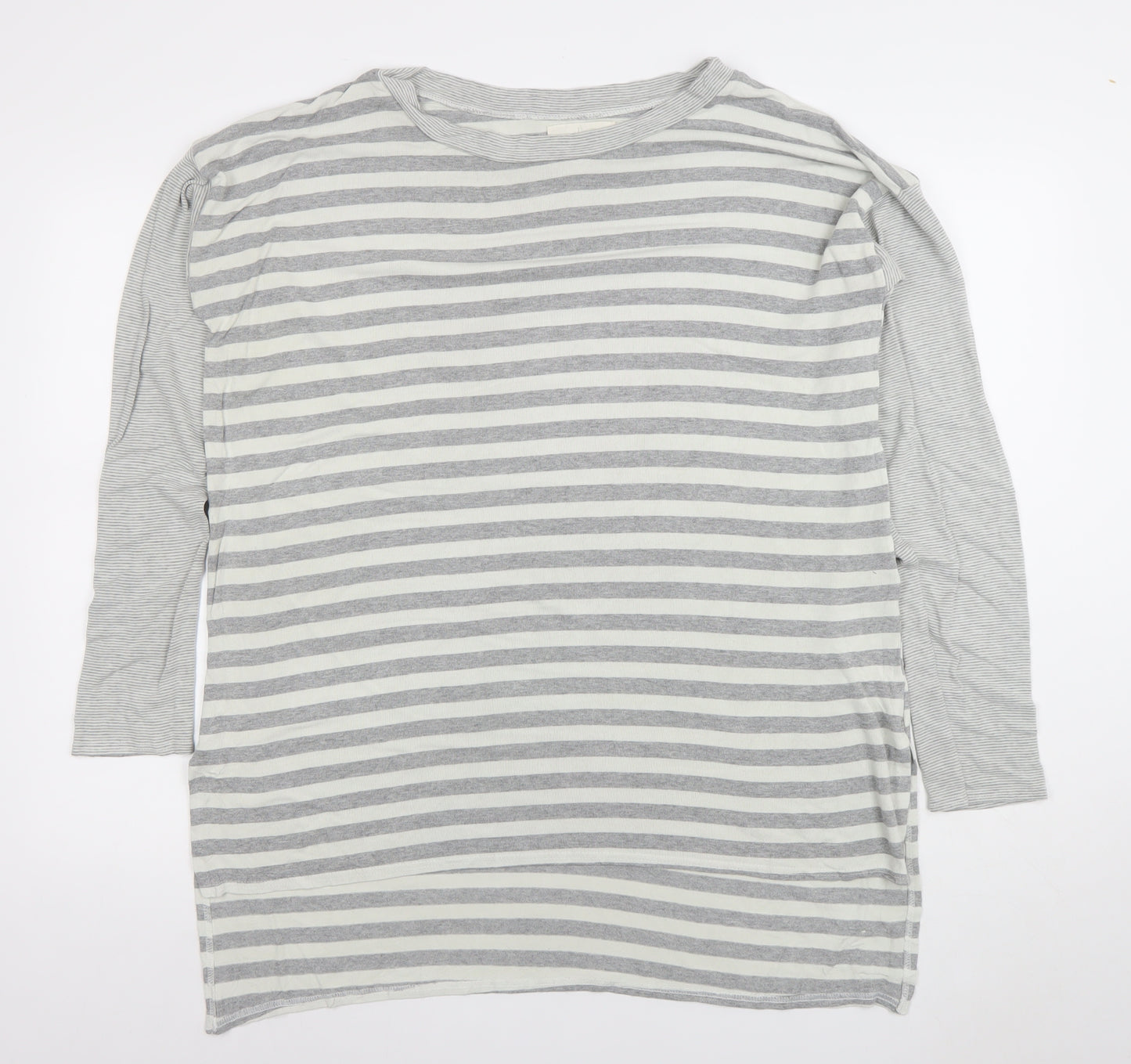 Basic Trip Womens Grey Striped Long Sleeve Jersey T-Shirt Size 2