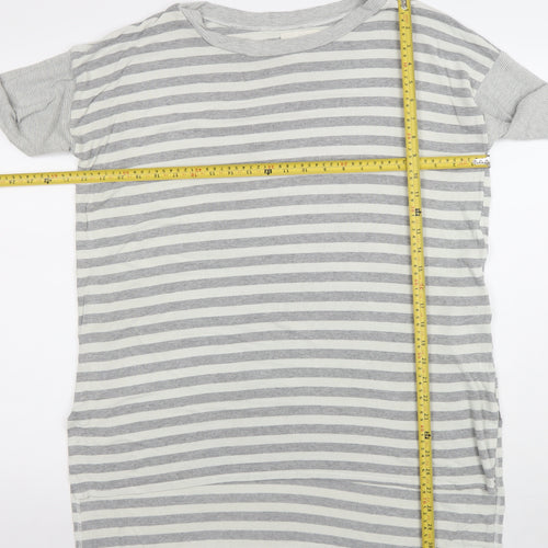 Basic Trip Womens Grey Striped Long Sleeve Jersey T-Shirt Size 2