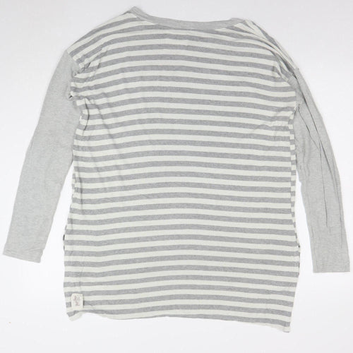 Basic Trip Womens Grey Striped Long Sleeve Jersey T-Shirt Size 2