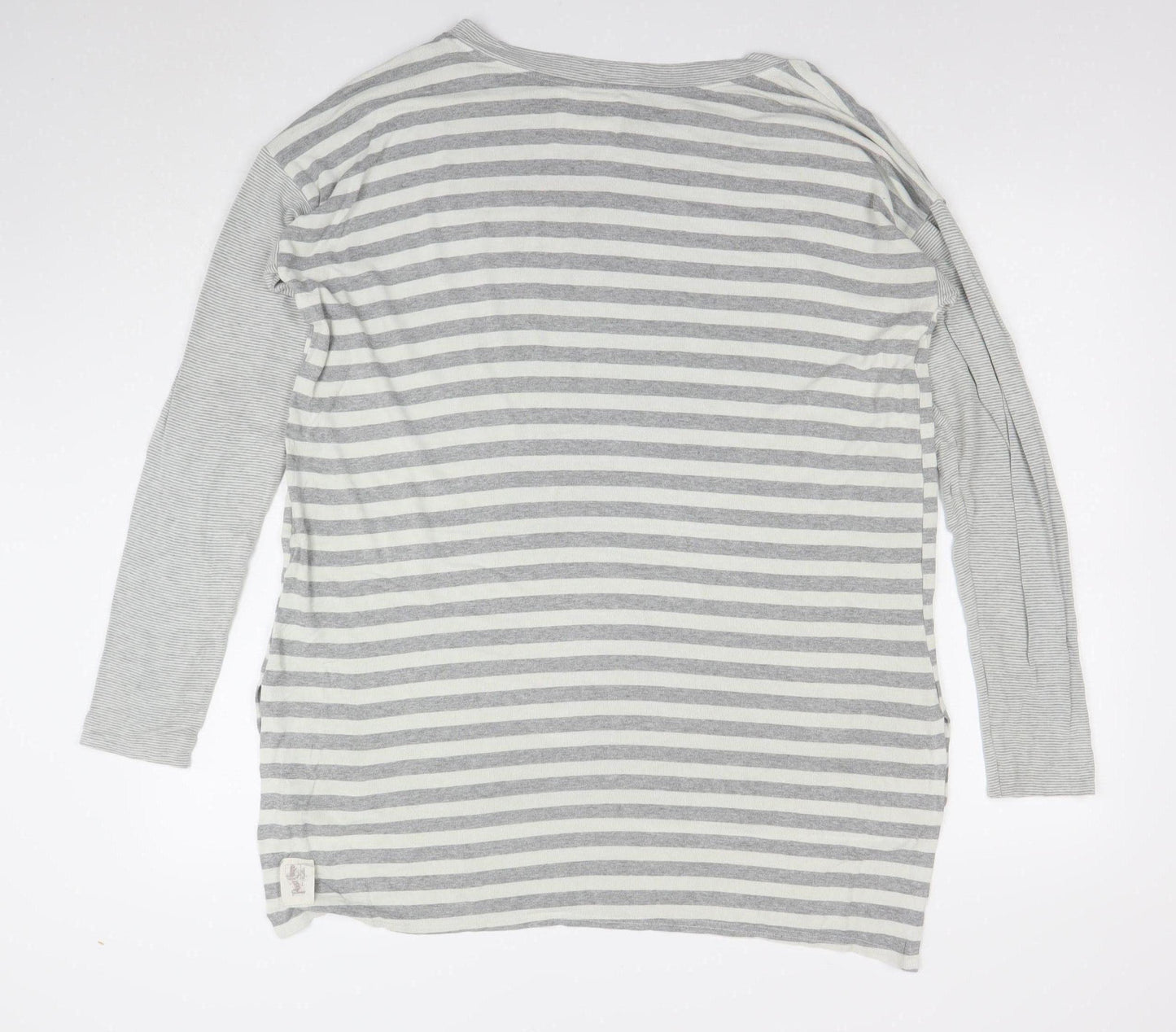 Basic Trip Womens Grey Striped Long Sleeve Jersey T-Shirt Size 2