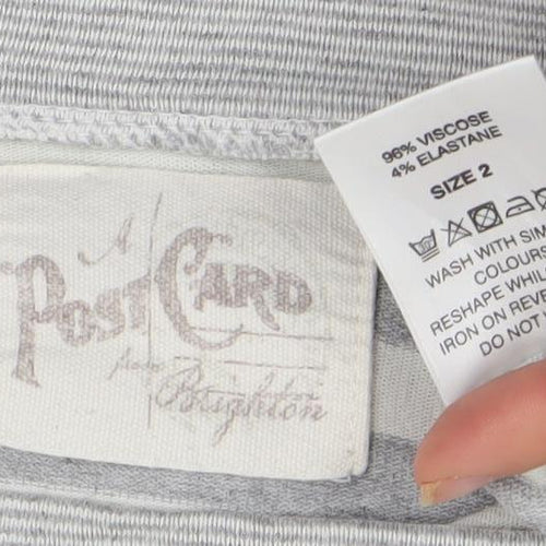 Basic Trip Womens Grey Striped Long Sleeve Jersey T-Shirt Size 2