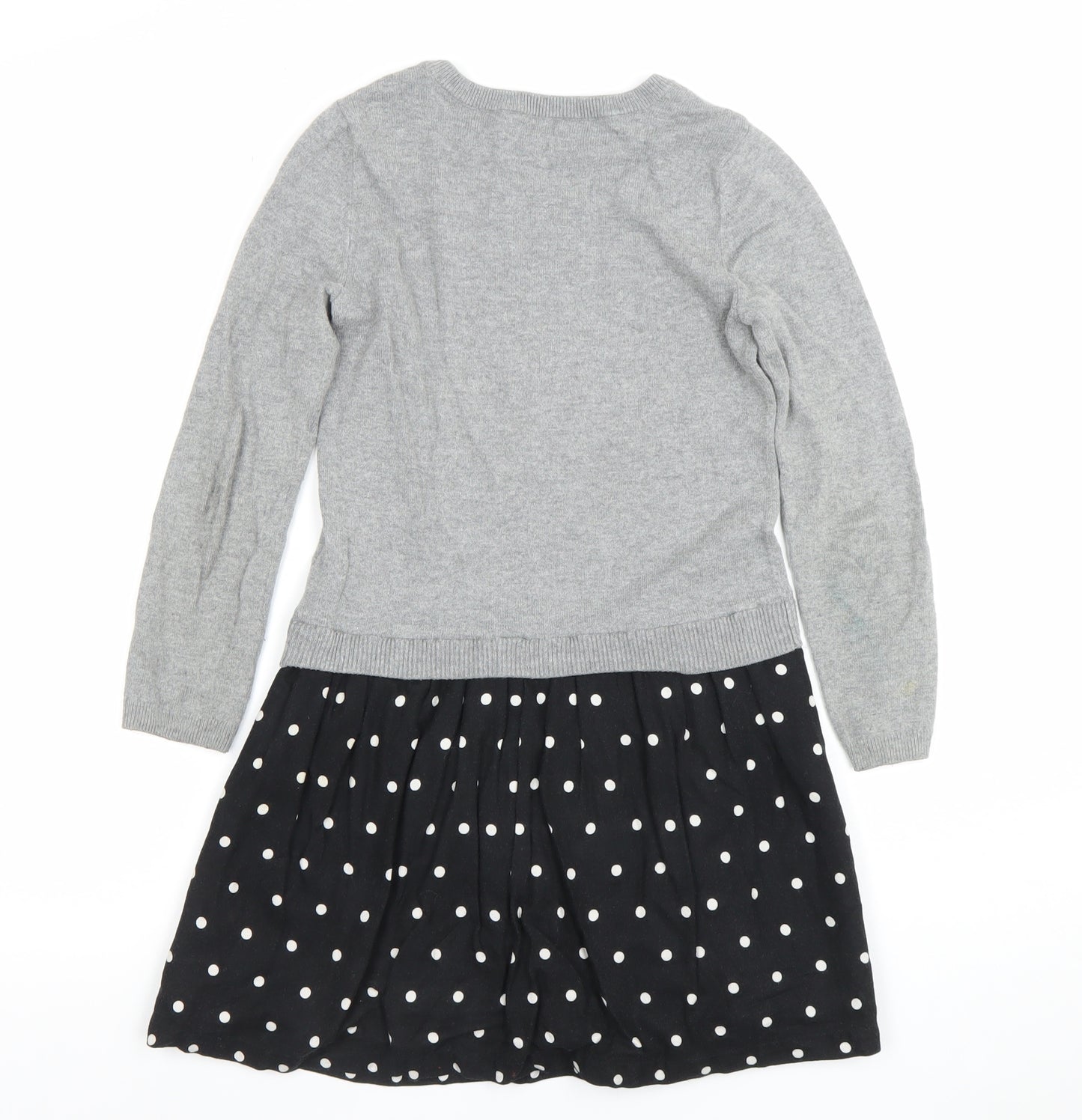 GAP Disney Girls Grey Mickey Mouse Jumper Dress 8-9 Years Knit Polka Dot