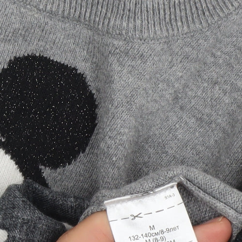 GAP Disney Girls Grey Mickey Mouse Jumper Dress 8-9 Years Knit Polka Dot