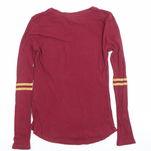 Harry Potter Women's Red Long Sleeve Embroidered Jersey T-Shirt Size 8