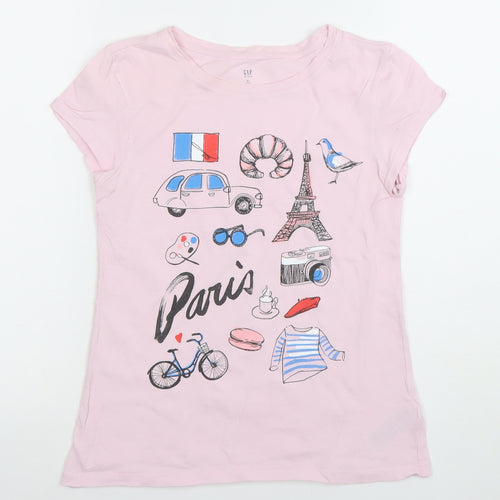 GAP Kids Girls Pink Paris Graphic Cotton T-Shirt 12-13 Years