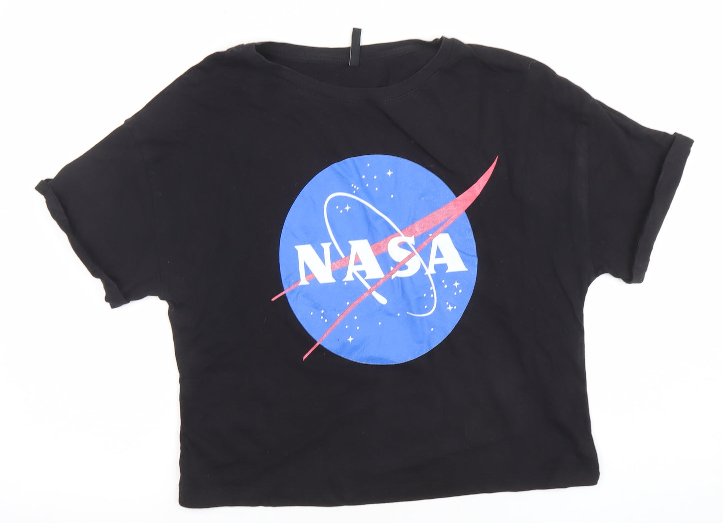 Stradivarius Women’s Black NASA Cropped T-Shirt Size S