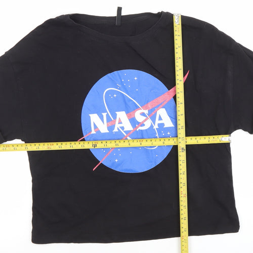 Stradivarius Women’s Black NASA Cropped T-Shirt Size S