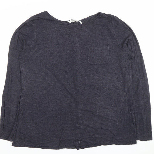 FatFace Womens Grey Long Sleeve Button-Up Jersey Top Size 14