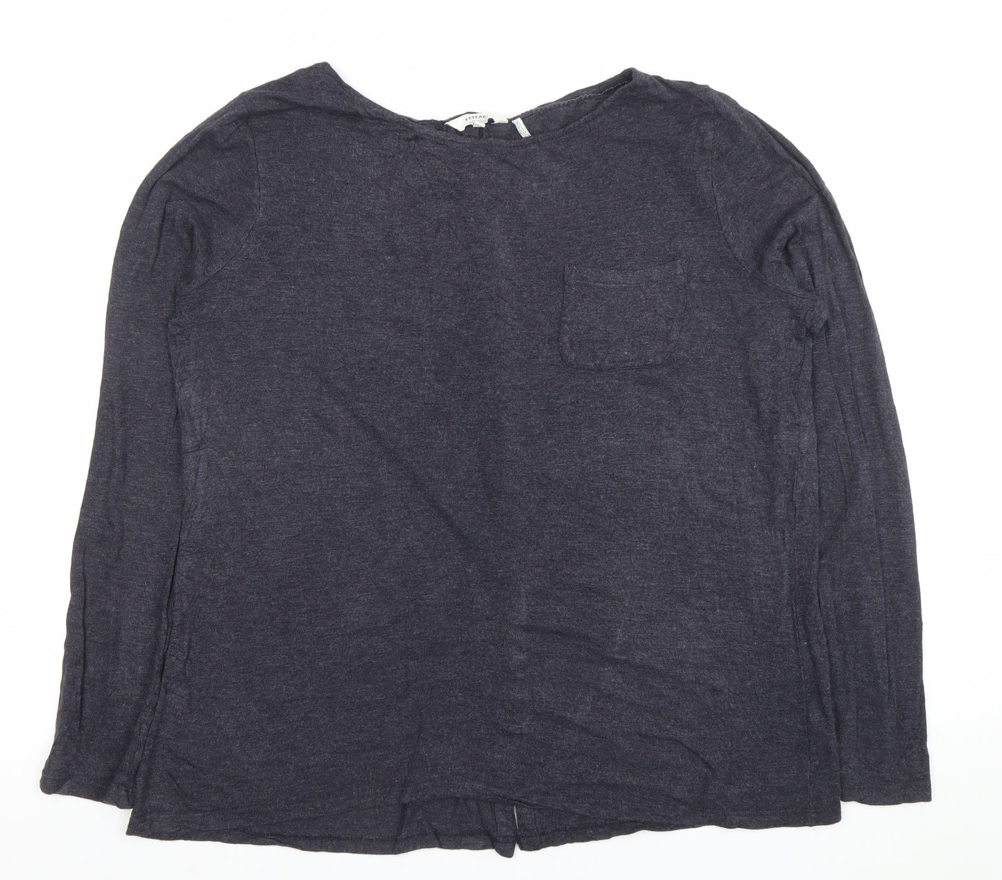FatFace Womens Grey Long Sleeve Button-Up Jersey Top Size 14