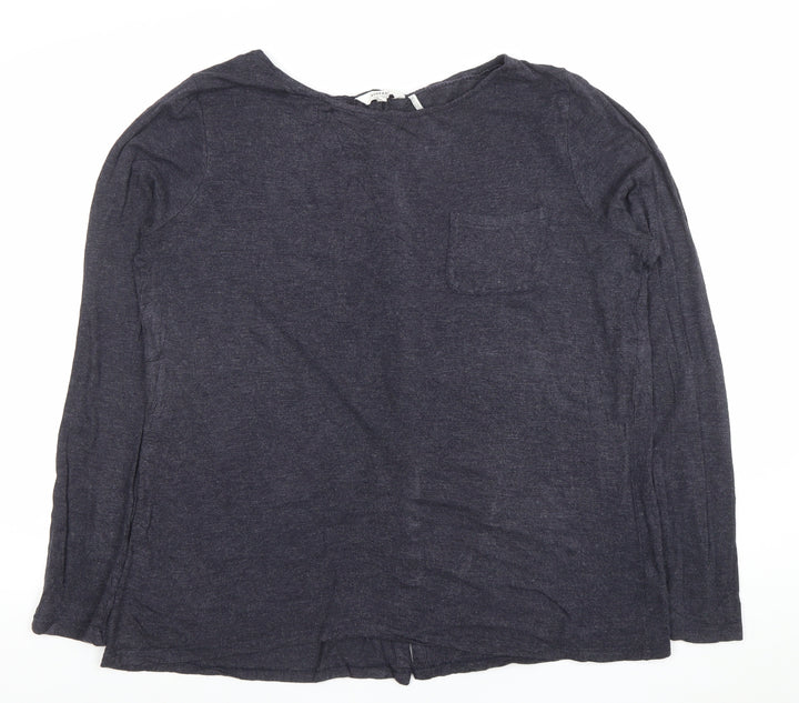 FatFace Womens Grey Long Sleeve Button-Up Jersey Top Size 14