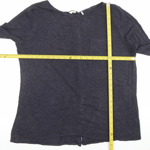 FatFace Womens Grey Long Sleeve Button-Up Jersey Top Size 14