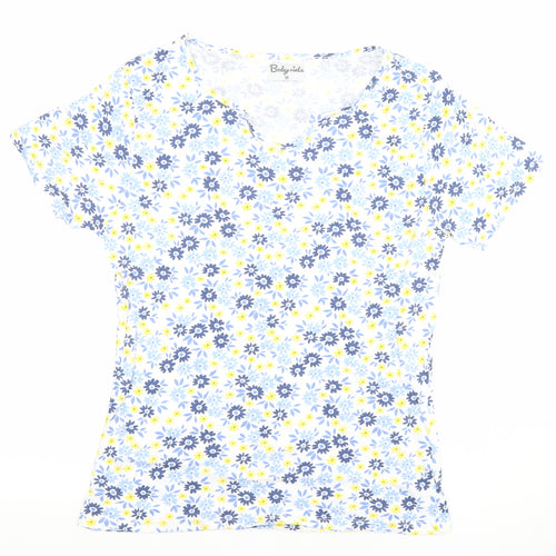 Bodyprints Women's Multicoloured Floral Cotton V-Neck T-Shirt M