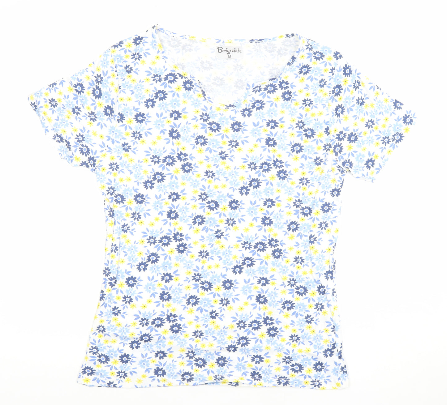 Bodyprints Women's Multicoloured Floral Cotton V-Neck T-Shirt M