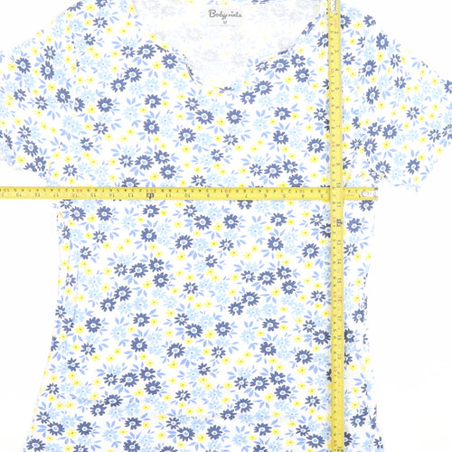Bodyprints Women's Multicoloured Floral Cotton V-Neck T-Shirt M