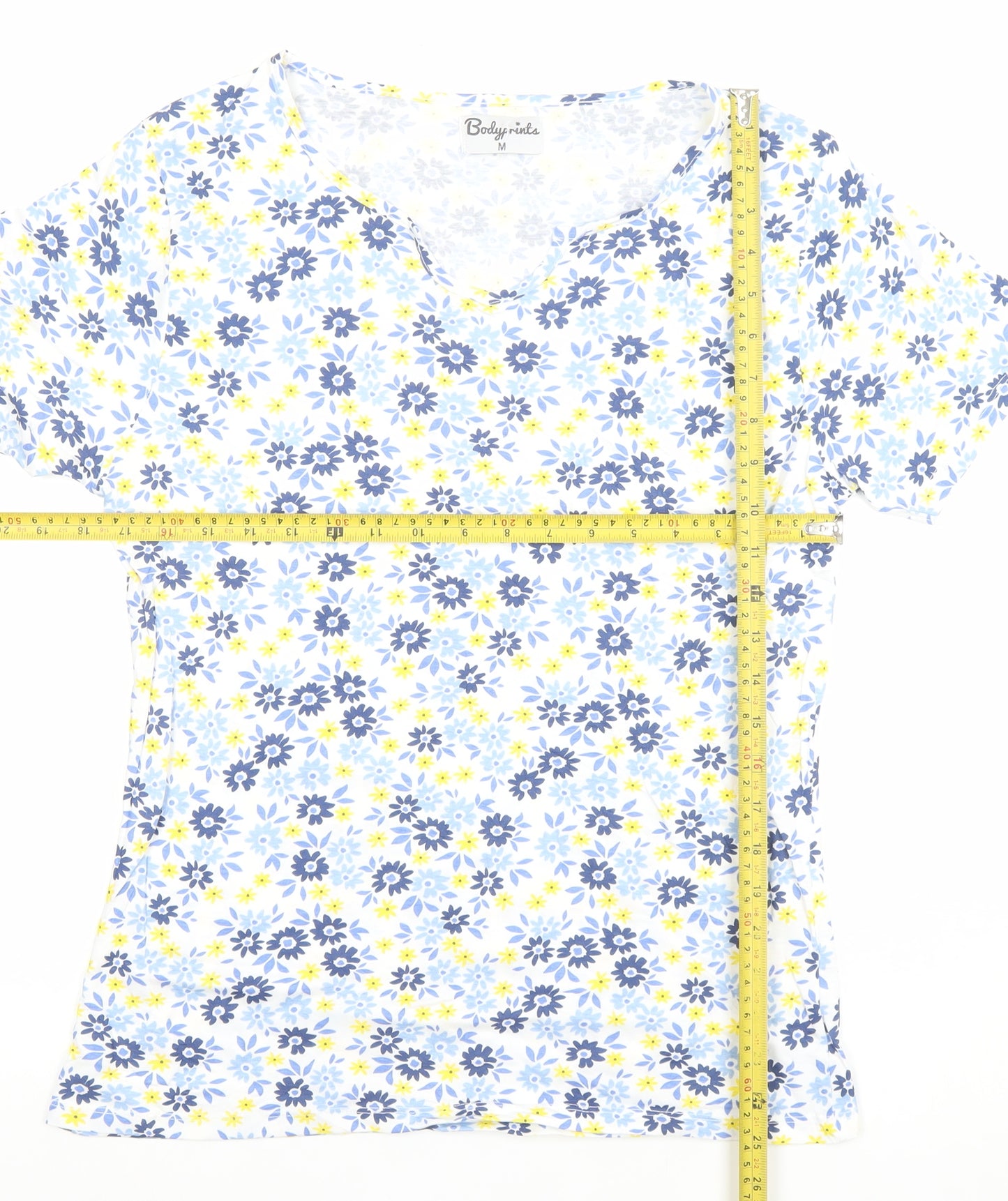 Bodyprints Women's Multicoloured Floral Cotton V-Neck T-Shirt M