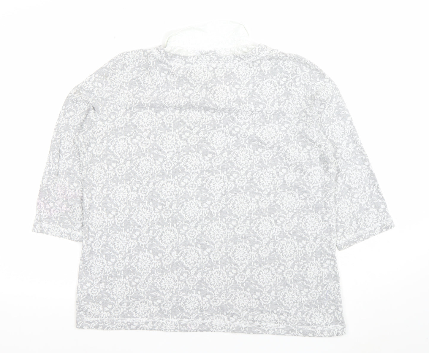 Marks and Spencer Women’s Grey Floral Collared 3/4 Sleeve Blouse Size 18