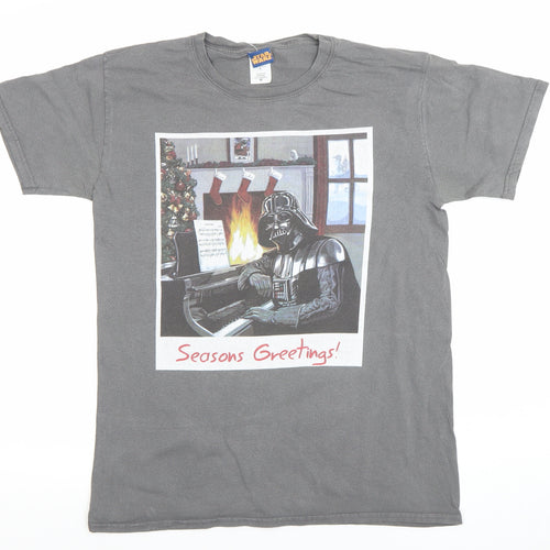 Star Wars Men's Grey Darth Vader Christmas Graphic T-Shirt Medium