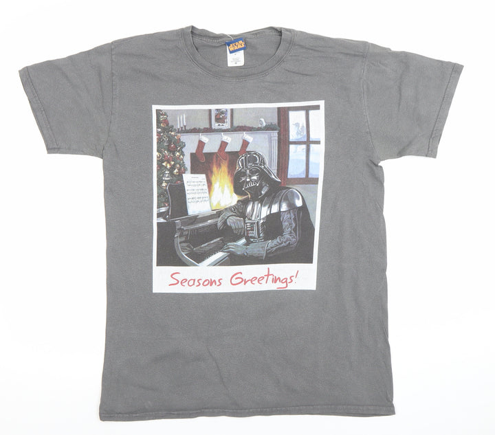 Star Wars Men's Grey Darth Vader Christmas Graphic T-Shirt Medium