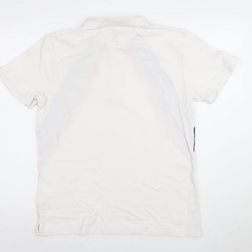 Topman Men’s White Retro Colourblock Zip Polo Shirt Size M