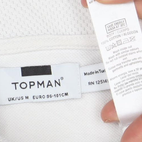 Topman Men’s White Retro Colourblock Zip Polo Shirt Size M