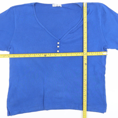 Paul Separates Women Blue V-Neck Short Sleeve Cotton T-Shirt M