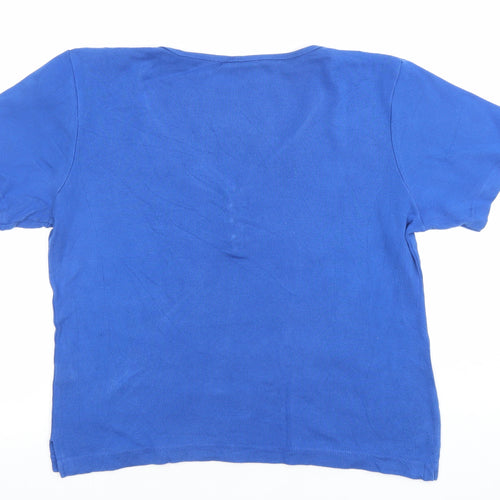 Paul Separates Women Blue V-Neck Short Sleeve Cotton T-Shirt M