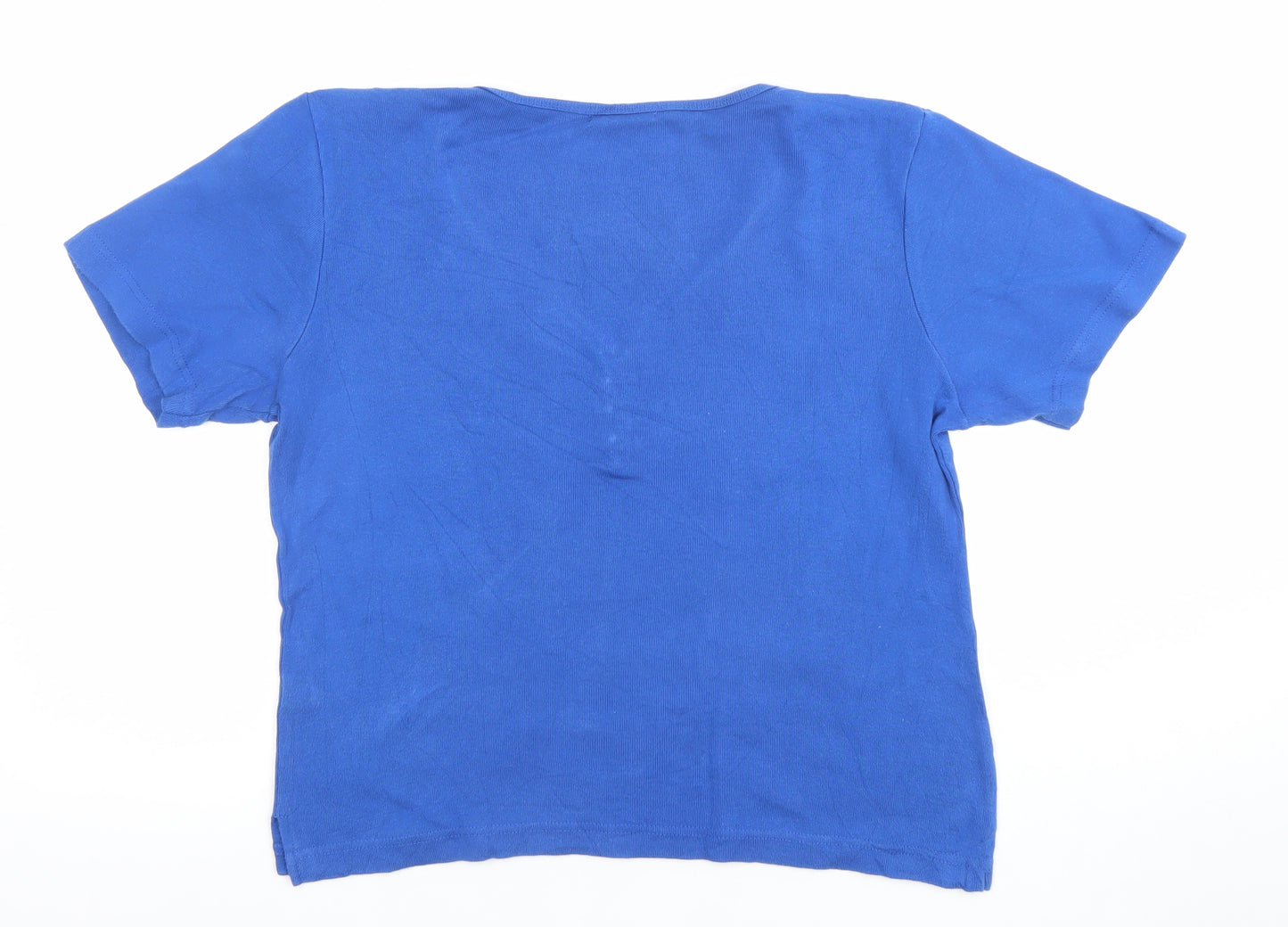 Paul Separates Women Blue V-Neck Short Sleeve Cotton T-Shirt M