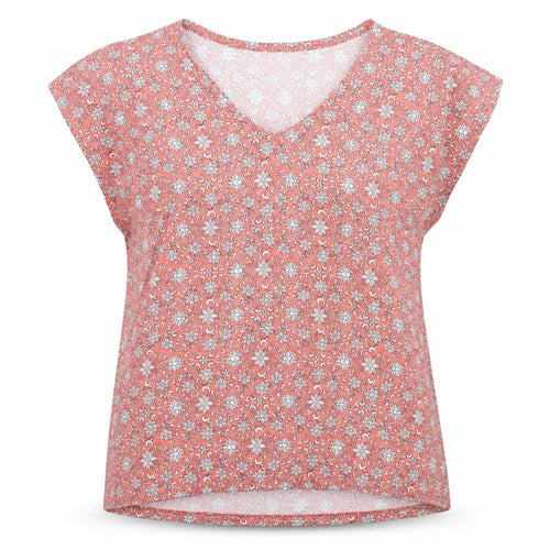 Laura Ashley Womens Pink Floral Viscose Jersey V-Neck T-Shirt Size 14