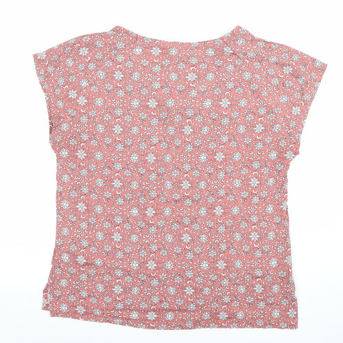 Laura Ashley Womens Pink Floral Viscose Jersey V-Neck T-Shirt Size 14