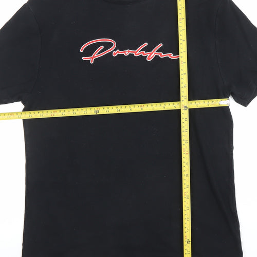 River Island Men's Black Embroidered Logo T-Shirt Size M