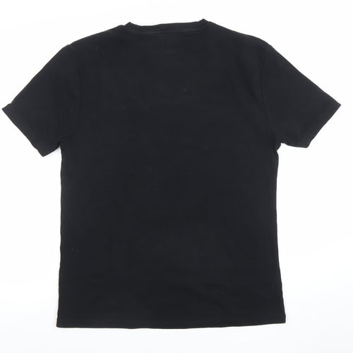 River Island Men's Black Embroidered Logo T-Shirt Size M