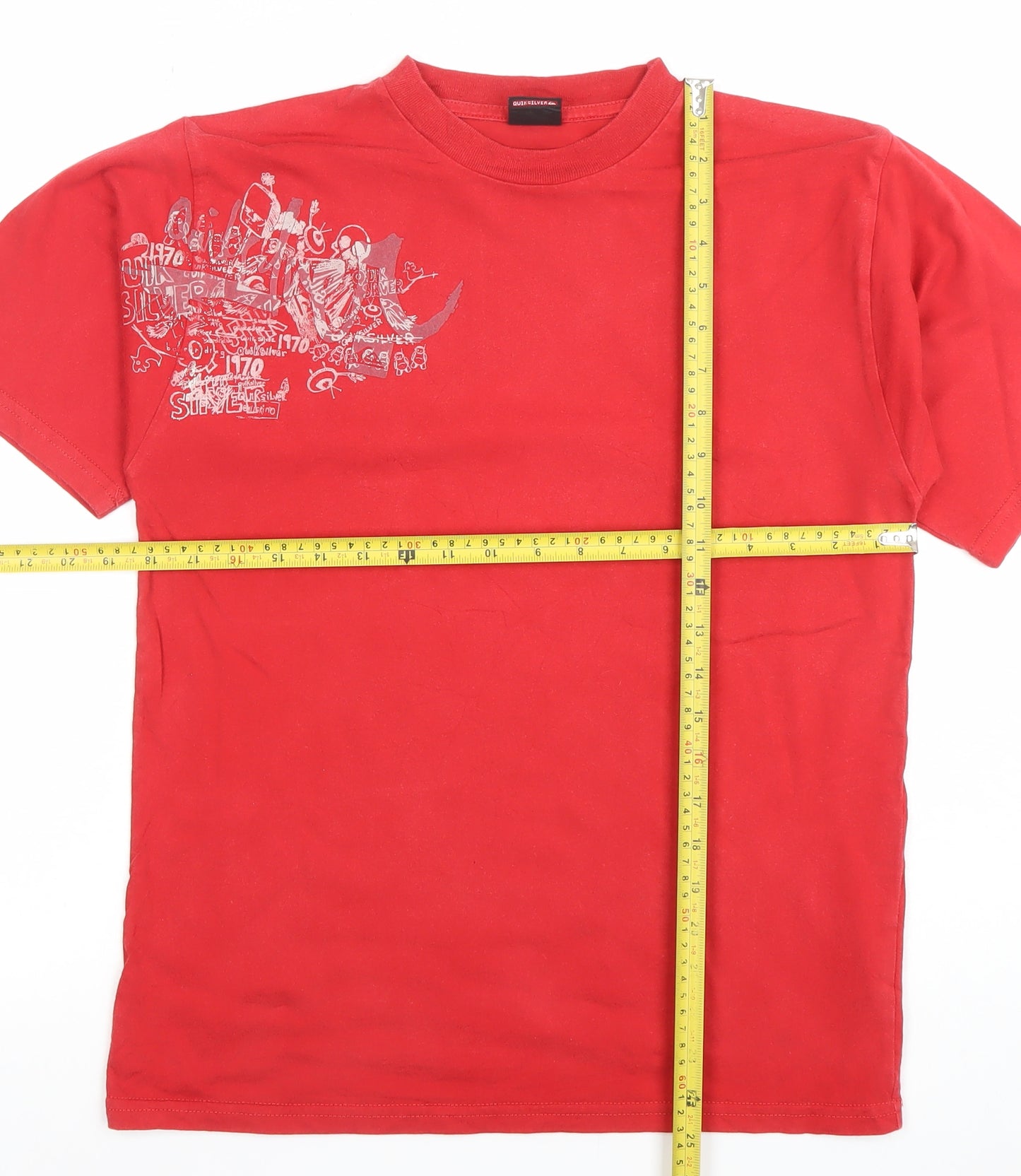Quiksilver Teens Red Cotton Basic Graphic T-Shirt Size 14