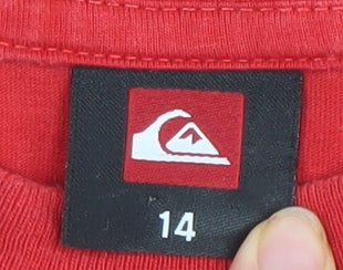 Quiksilver Teens Red Cotton Basic Graphic T-Shirt Size 14