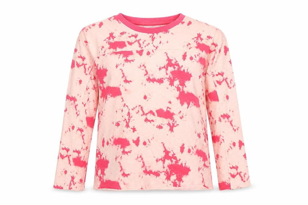 Front view of Next women’s pink tie dye long sleeve jersey t-shirt, size UK 8