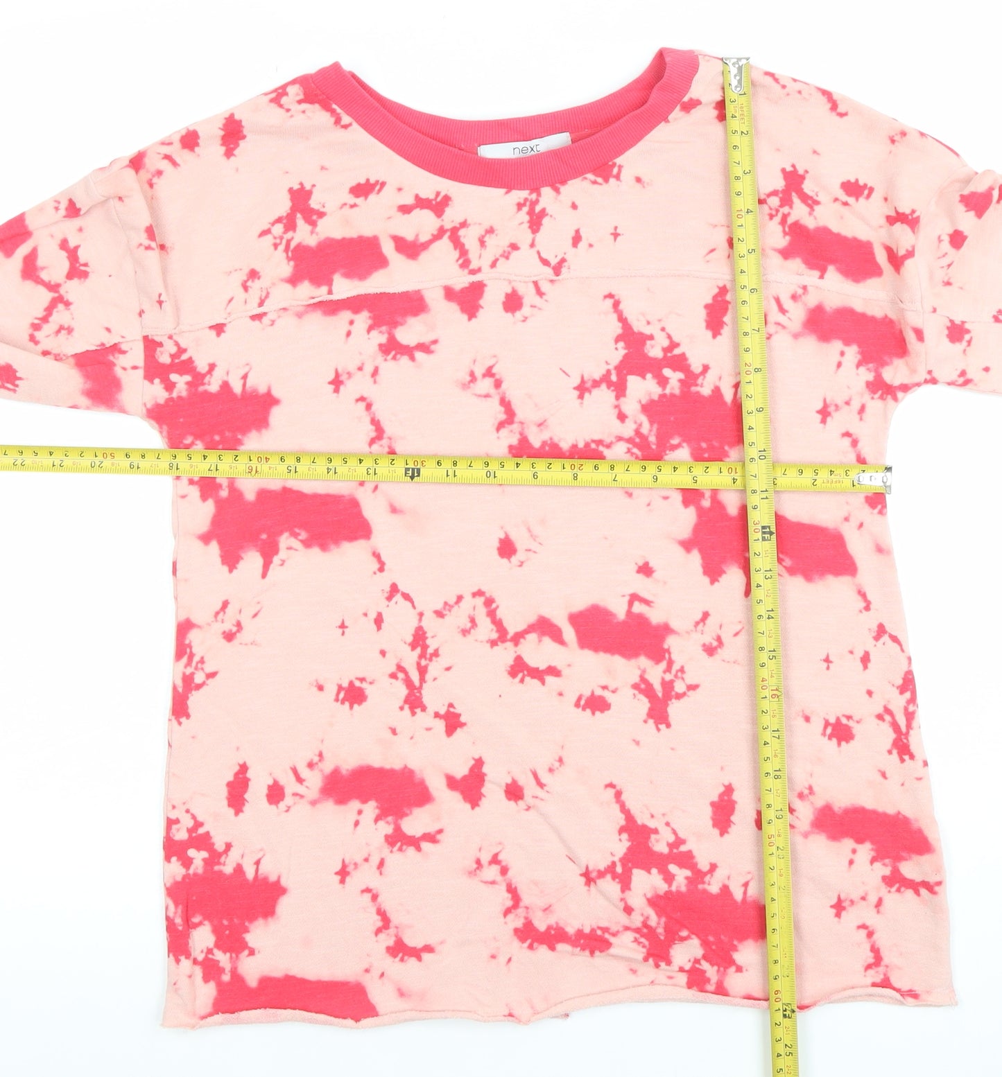 Next Womens Pink Tie Dye Long Sleeve Jersey T-Shirt Size 8