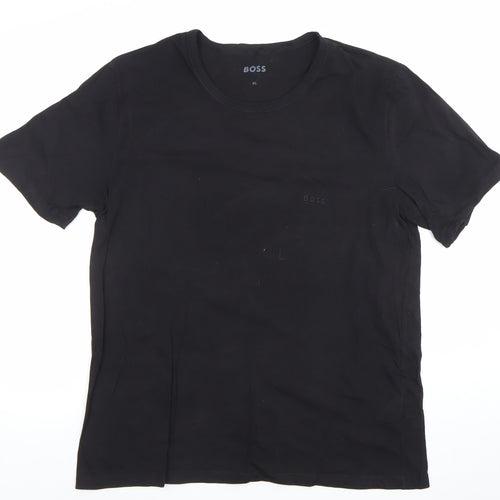 BOSS Men's Black XL Regular Fit Cotton Crew Neck T-Shirt