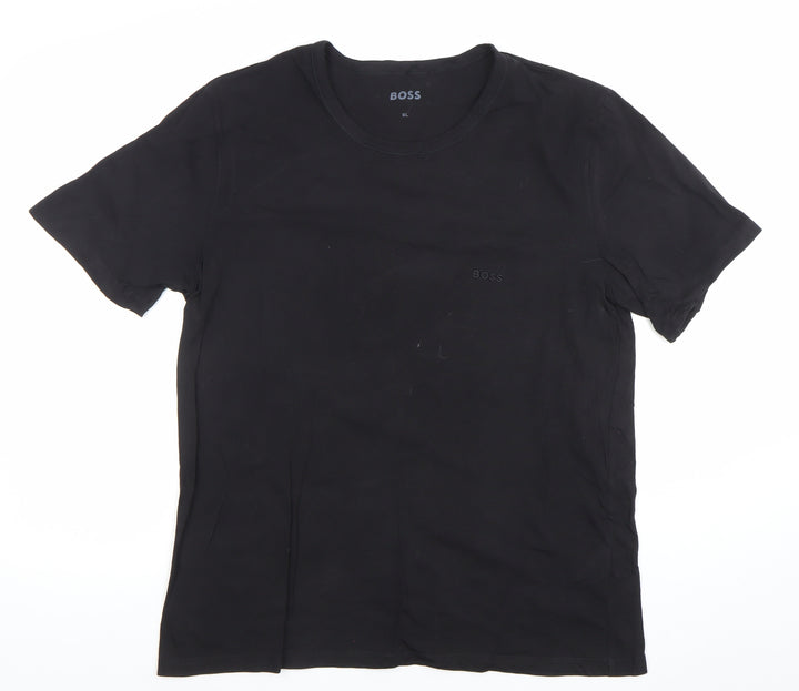 BOSS Men's Black XL Regular Fit Cotton Crew Neck T-Shirt