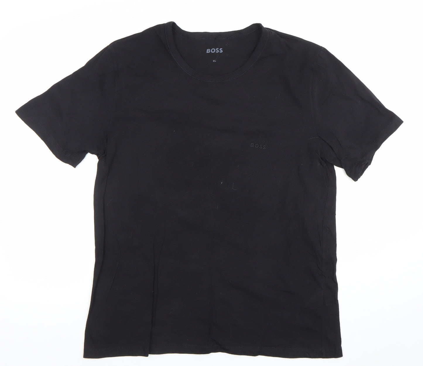 BOSS Men's Black XL Regular Fit Cotton Crew Neck T-Shirt