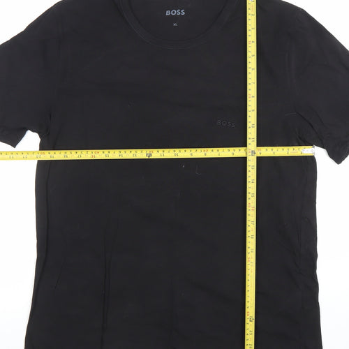 BOSS Men's Black XL Regular Fit Cotton Crew Neck T-Shirt