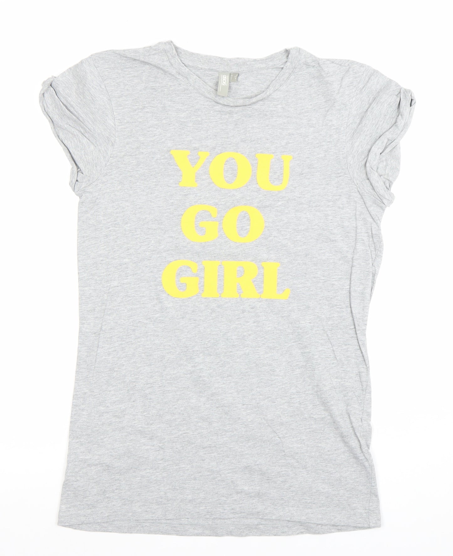 ASOS Women's Grey You Go Girl T-Shirt Size 4 Short Sleeve