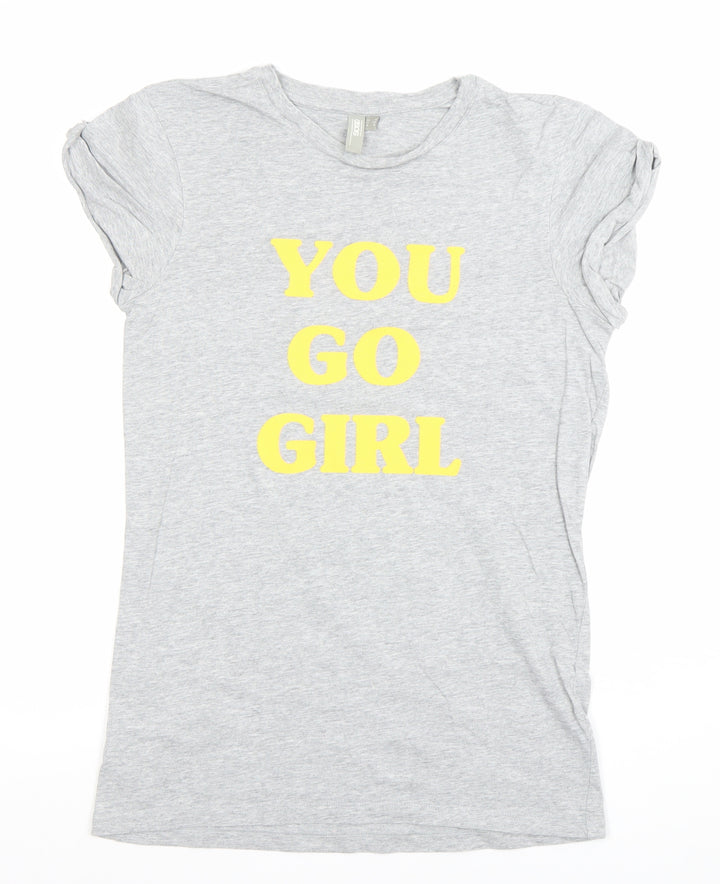 ASOS Women's Grey You Go Girl T-Shirt Size 4 Short Sleeve