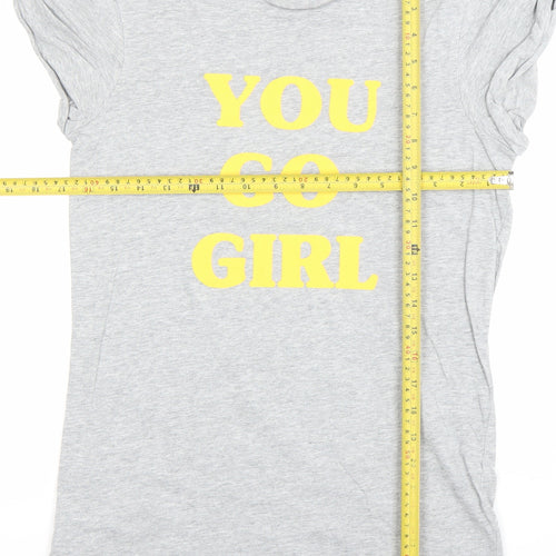 ASOS Women's Grey You Go Girl T-Shirt Size 4 Short Sleeve