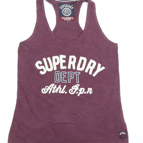 Superdry Men Purple XS Sleeveless Graphic Sports T-Shirt