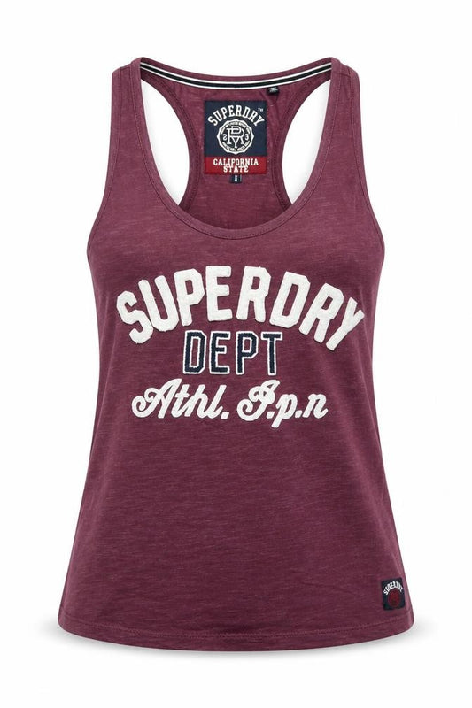 Front view of Superdry Men Purple XS Sleeveless Graphic Sports T-Shirt